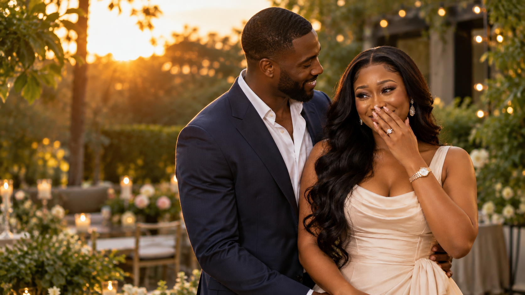 Olivia and her husband on their engagement day